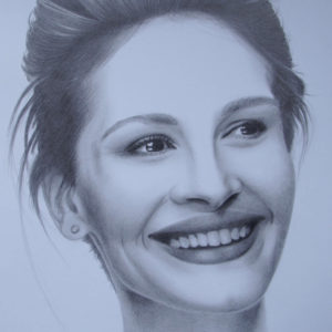 kresba portrétu Julie Roberts