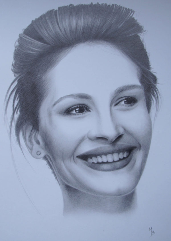 kresba portrétu Julie Roberts